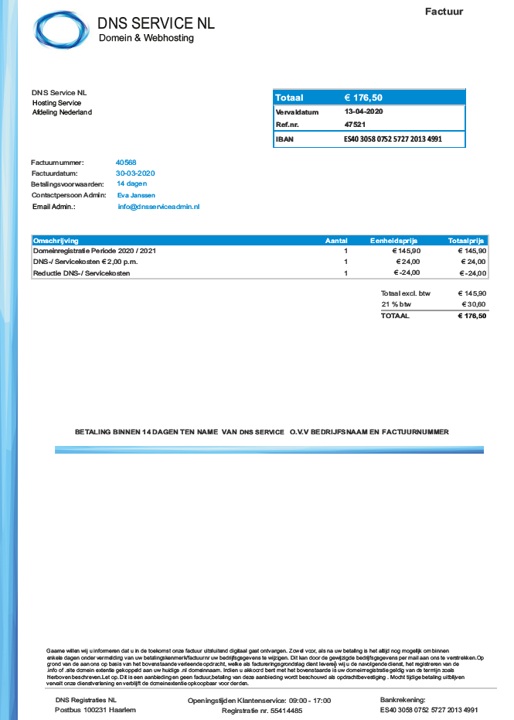 Spookfactuur voorbeeld